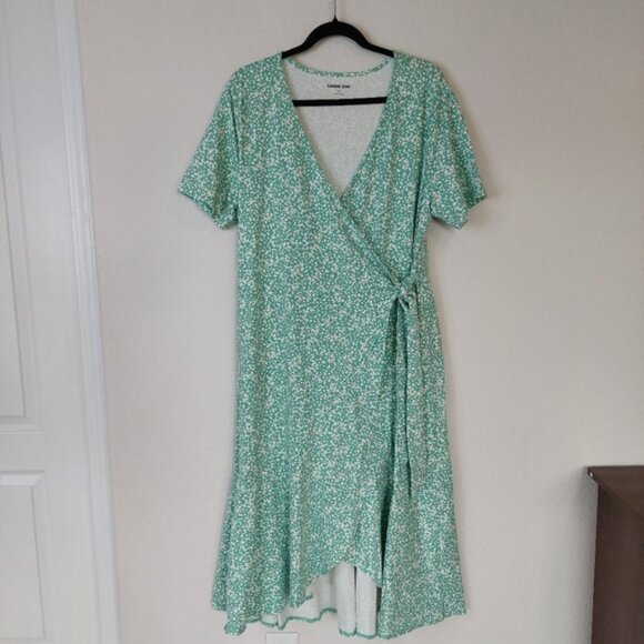 Land's End Cotton Modal Floral Vneck Wrap Midi Dress Size XLP - Picture 3 of 11